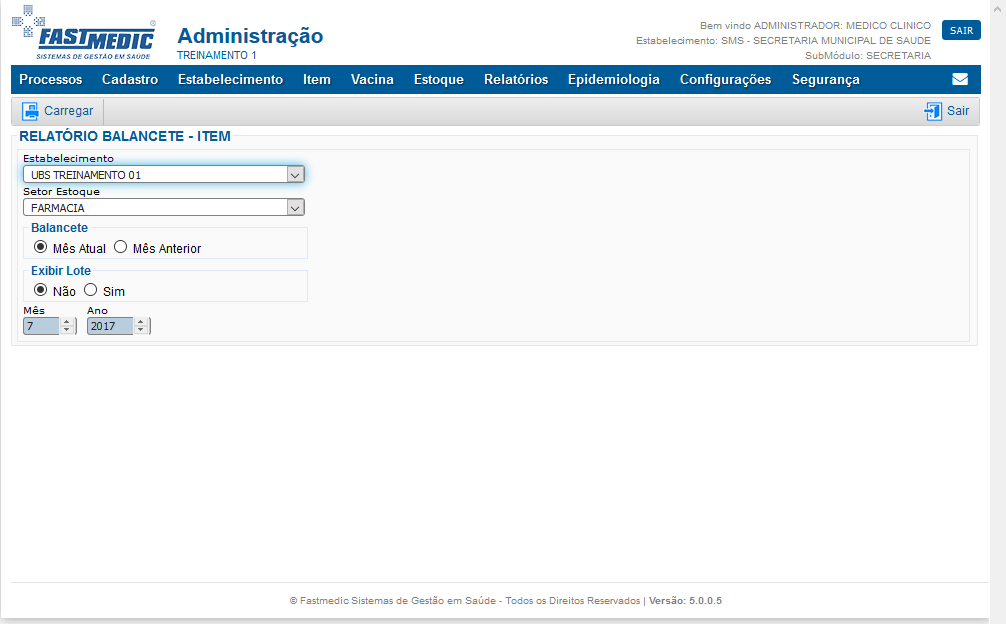 Imagem Demonstrativa do Relatório Balancete - Itens